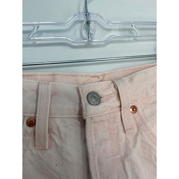 Levis 501 Premium Shorts Women W24 Pink High Rise Cutoff Denim - Picture 5 of 10